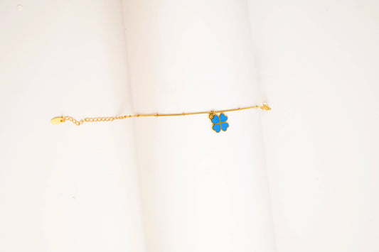 Blue Clover Charm Bracelet