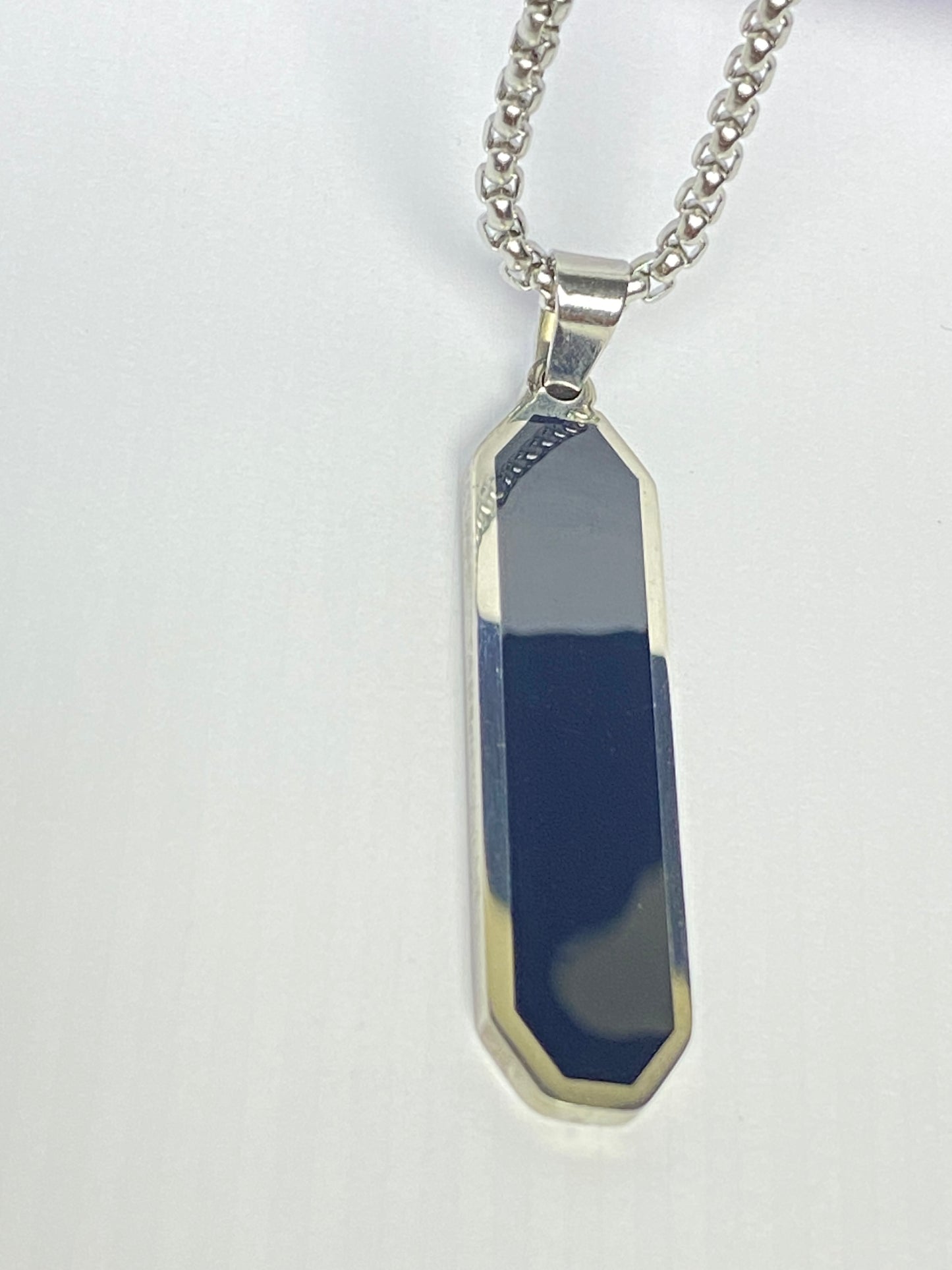 Black Onyx Tag Pendant Necklace