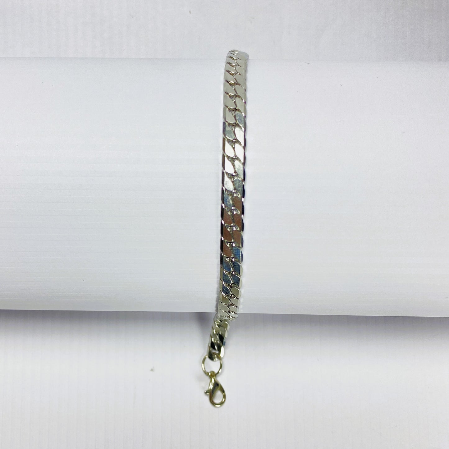 Silver Flat Curb Chain Bracelet