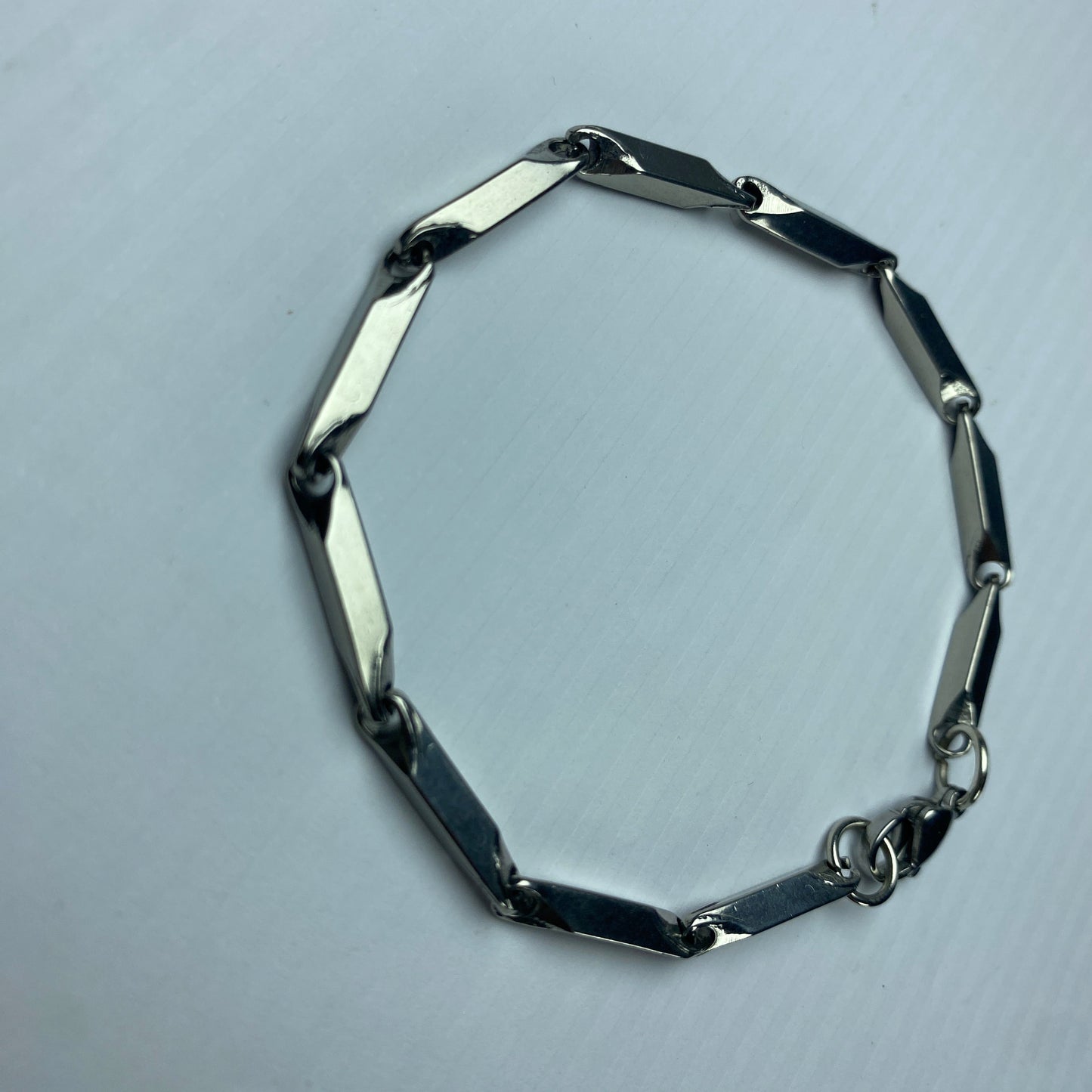 Silver Geometric Link Chain Bracelet