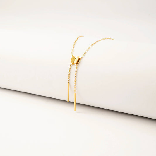 Butterfly Pendant Necklace with Drop Chains