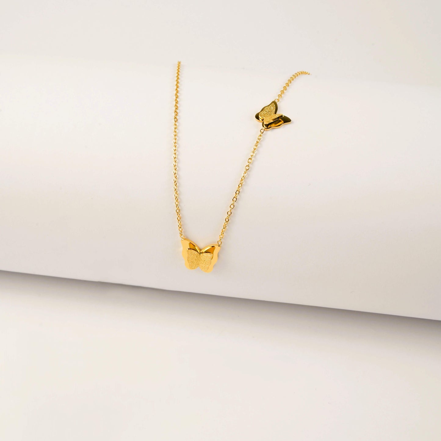 Double Butterfly Pendant Necklace