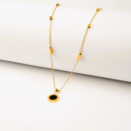 Black Circle Pendant Necklace