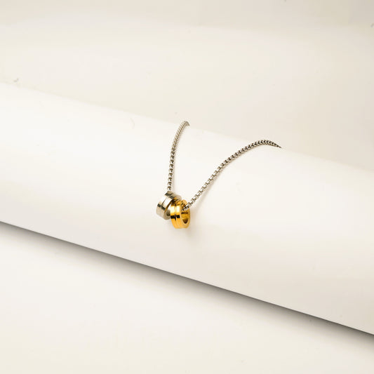 Dual-Tone Ring Pendant Necklace