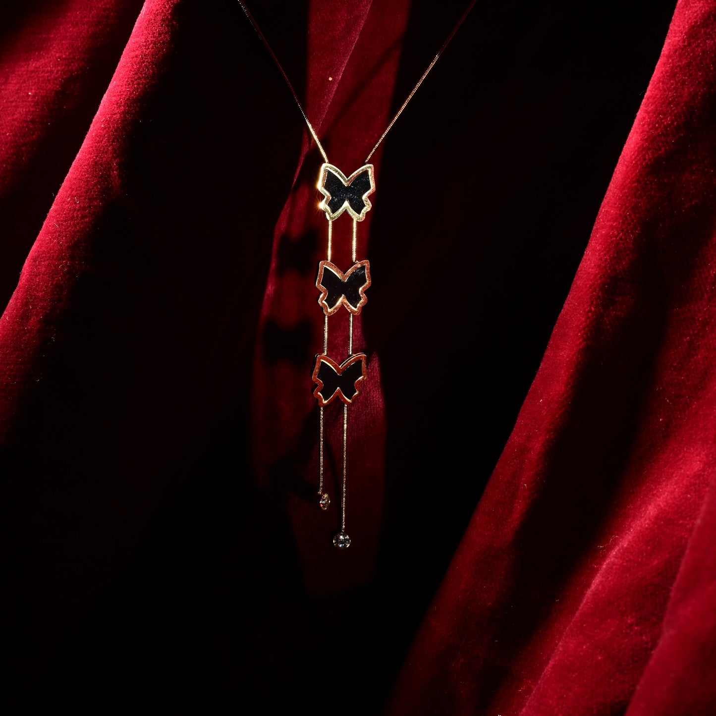 Triple Butterfly Pendant Necklace