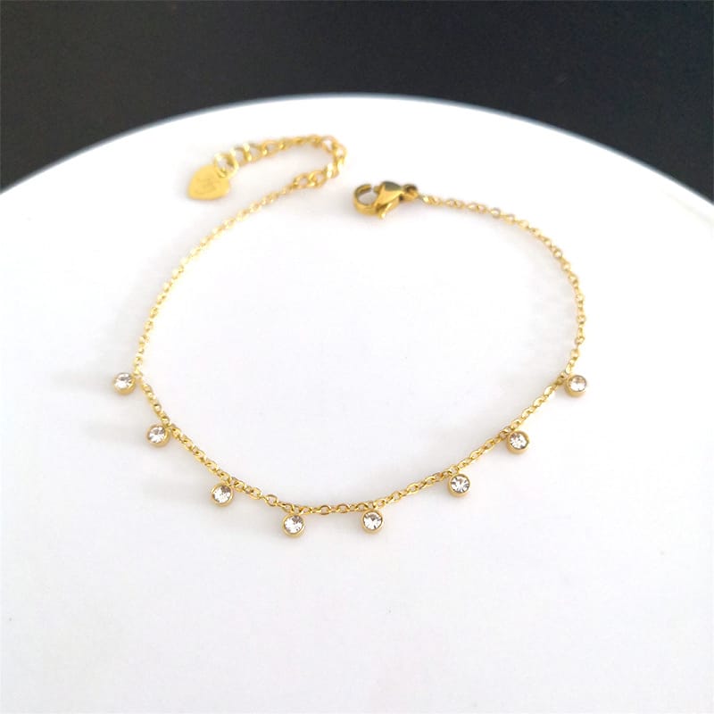 Minimalist Crystal Drop Chain Bracelet