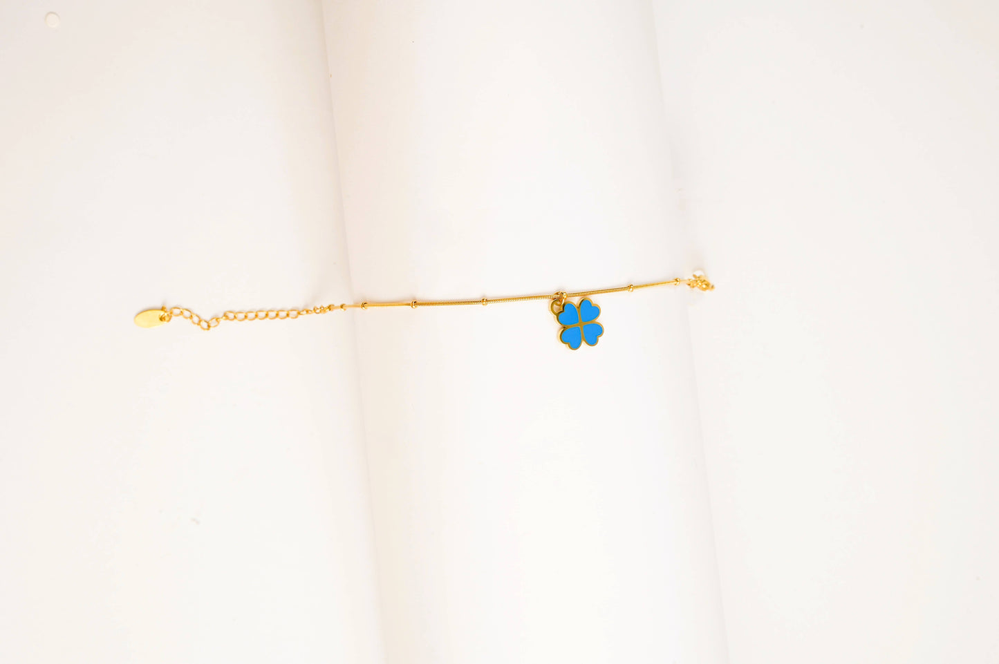 Blue Clover Charm Bracelet