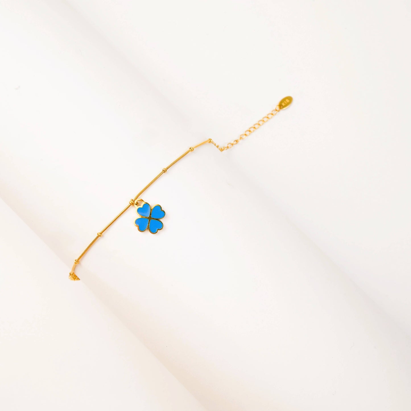 Blue Clover Charm Bracelet