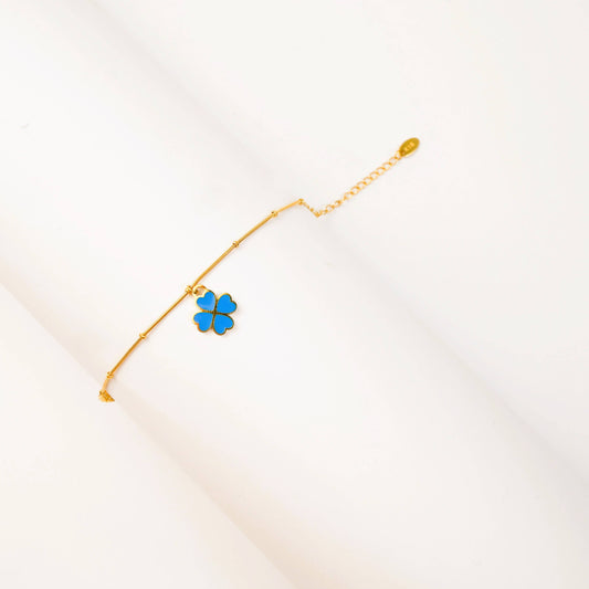 Blue Clover Charm Bracelet