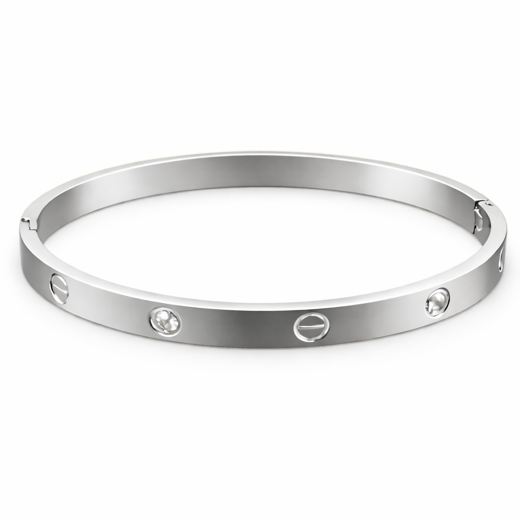 Gold Screw Detail Minimal Bangle Bracelet