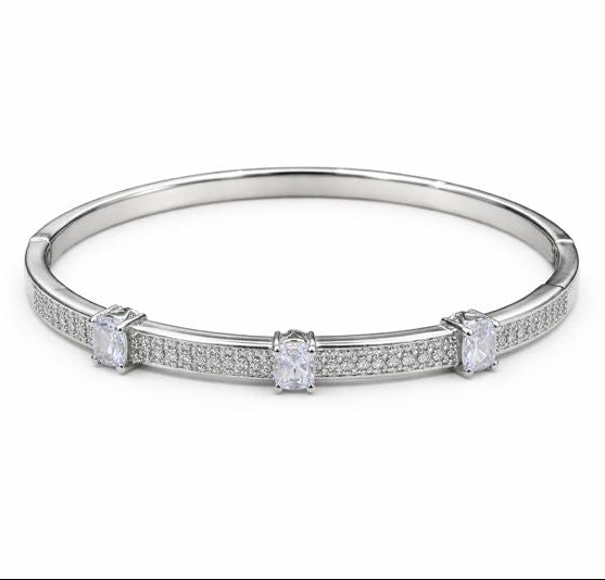 Silver Stone Bangle Bracelet
