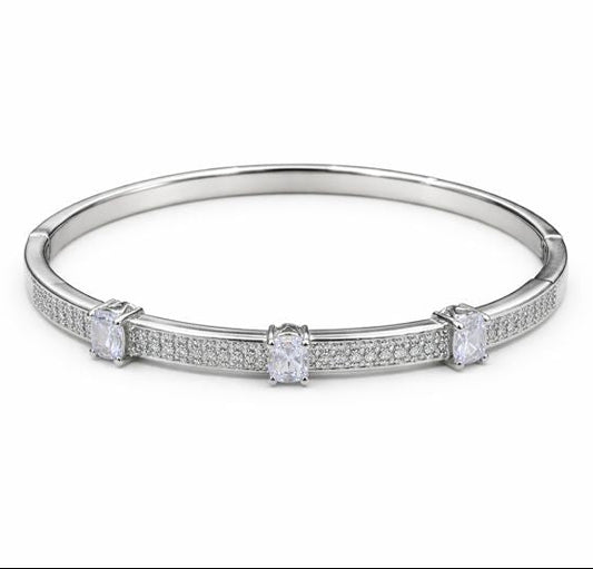 Silver Stone Bangle Bracelet