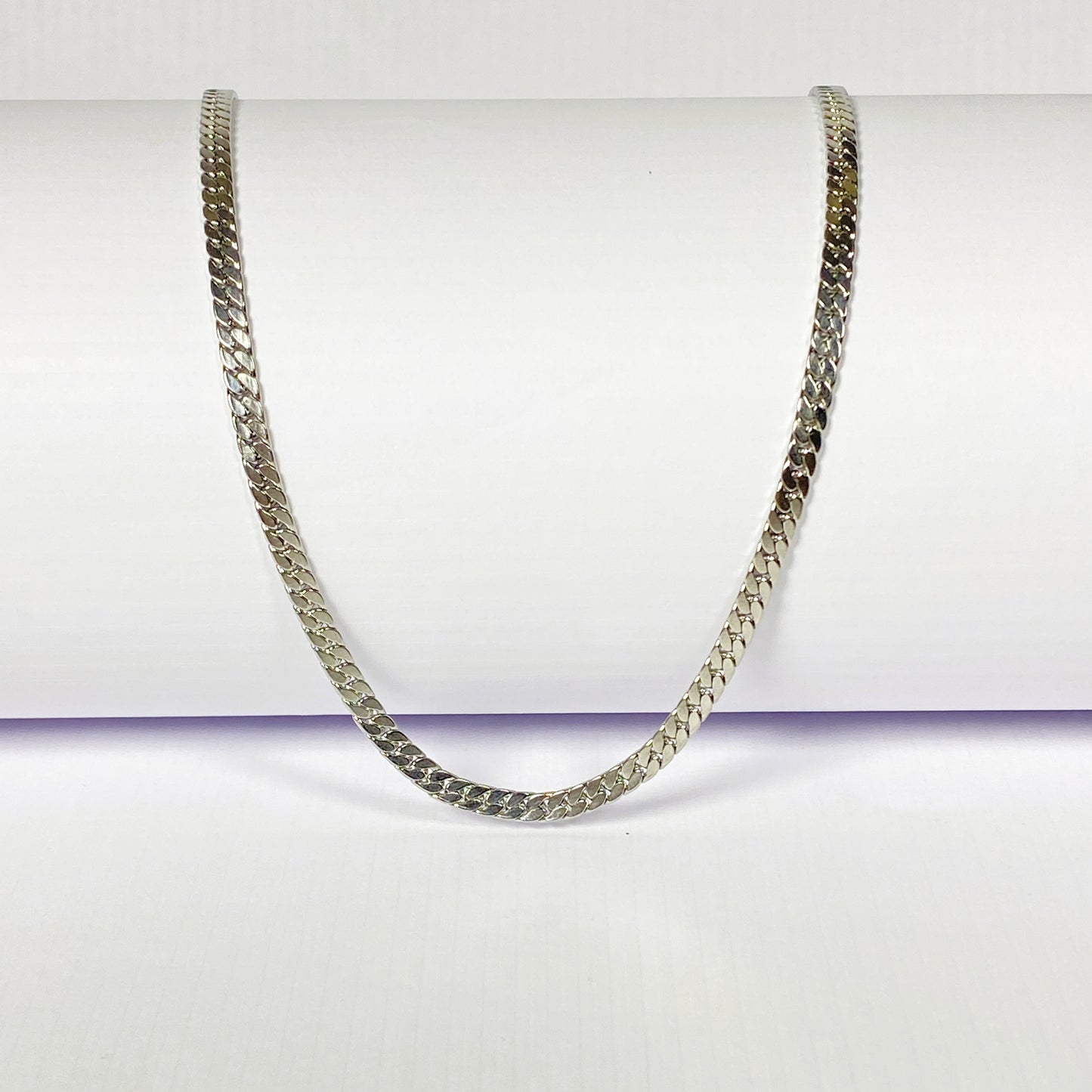Classic Silver Flat Curb Chain Necklace