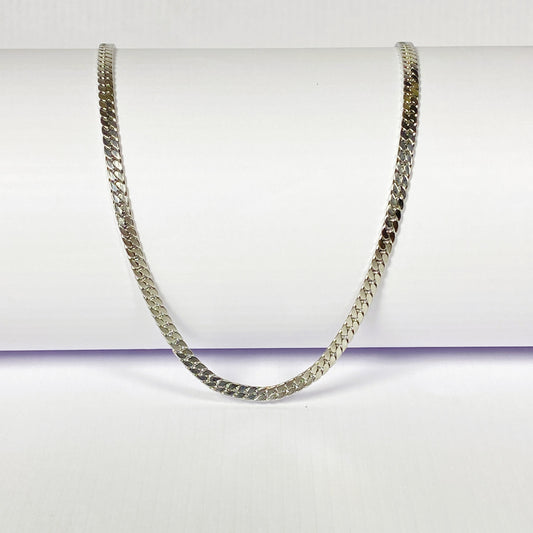 Classic Silver Flat Curb Chain Necklace