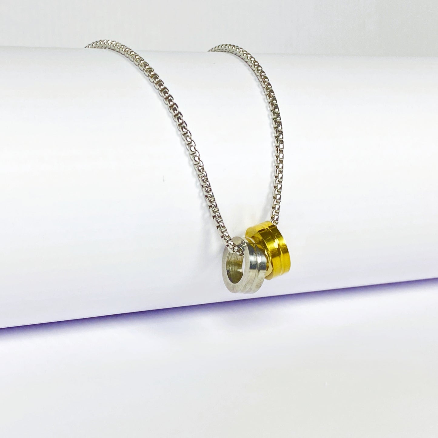 Dual-Tone Ring Pendant Necklace