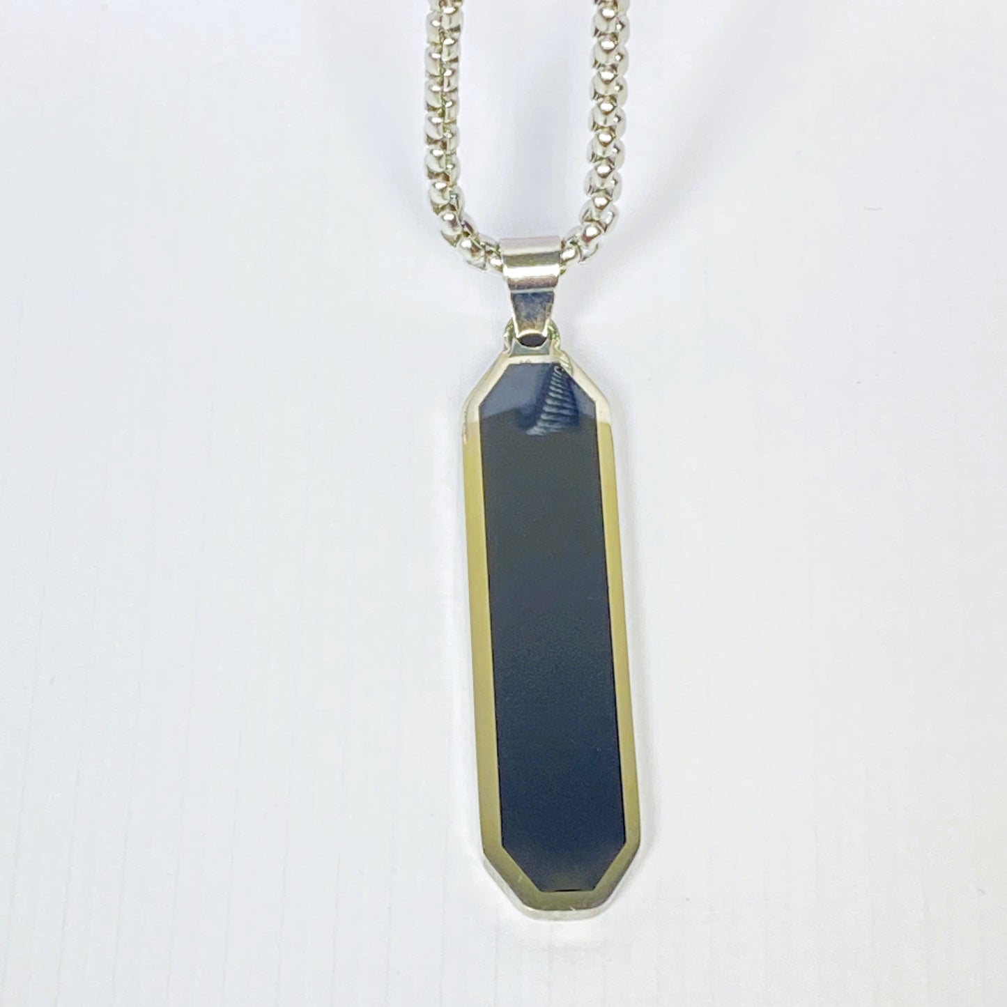 Black Onyx Tag Pendant Necklace