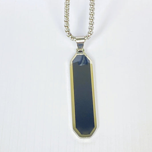 Black Onyx Tag Pendant Necklace