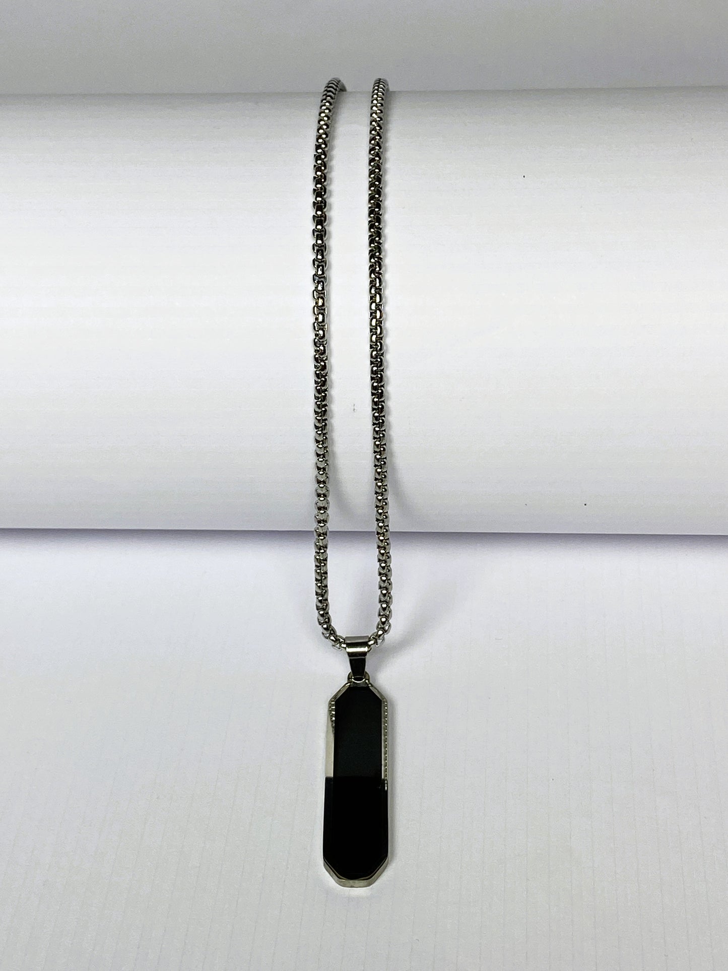 Black Onyx Tag Pendant Necklace