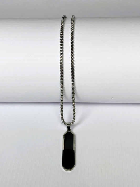 Black Onyx Tag Pendant Necklace