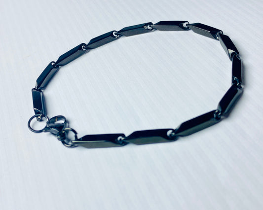 Black Geometric Link Chain Bracelet