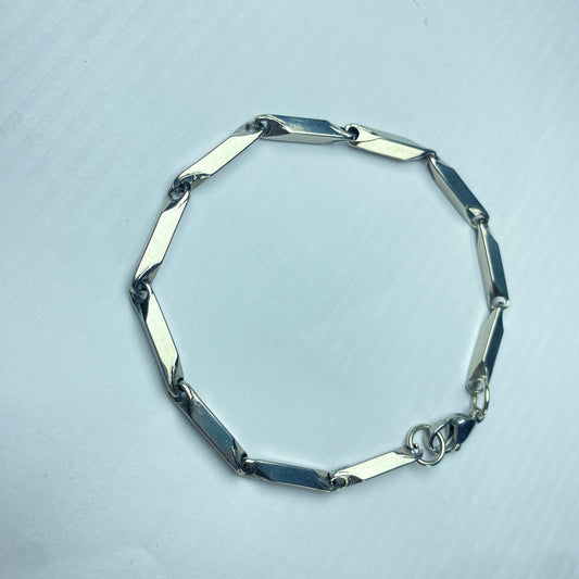Silver Geometric Link Chain Bracelet