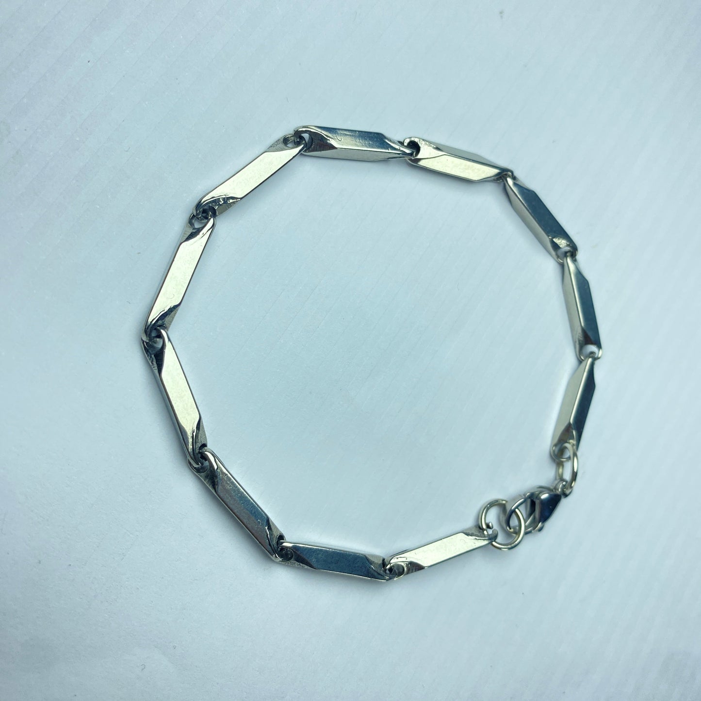 Silver Geometric Link Chain Bracelet