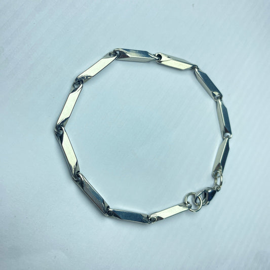 Silver Geometric Link Chain Bracelet