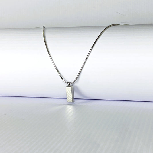 Silver Rectangle Pendant Necklace