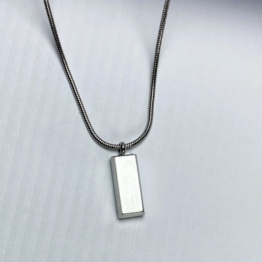 Silver Rectangle Pendant Necklace