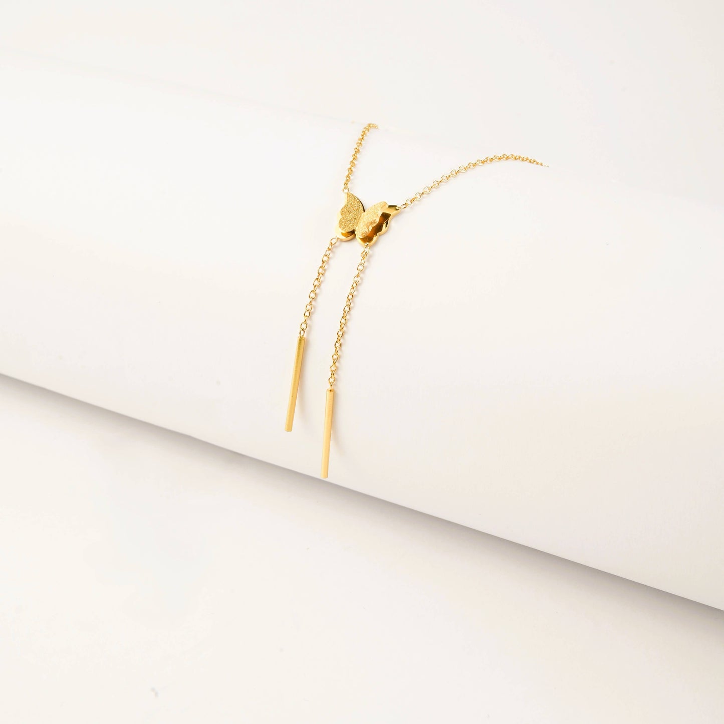 Butterfly Pendant Necklace with Drop Chains