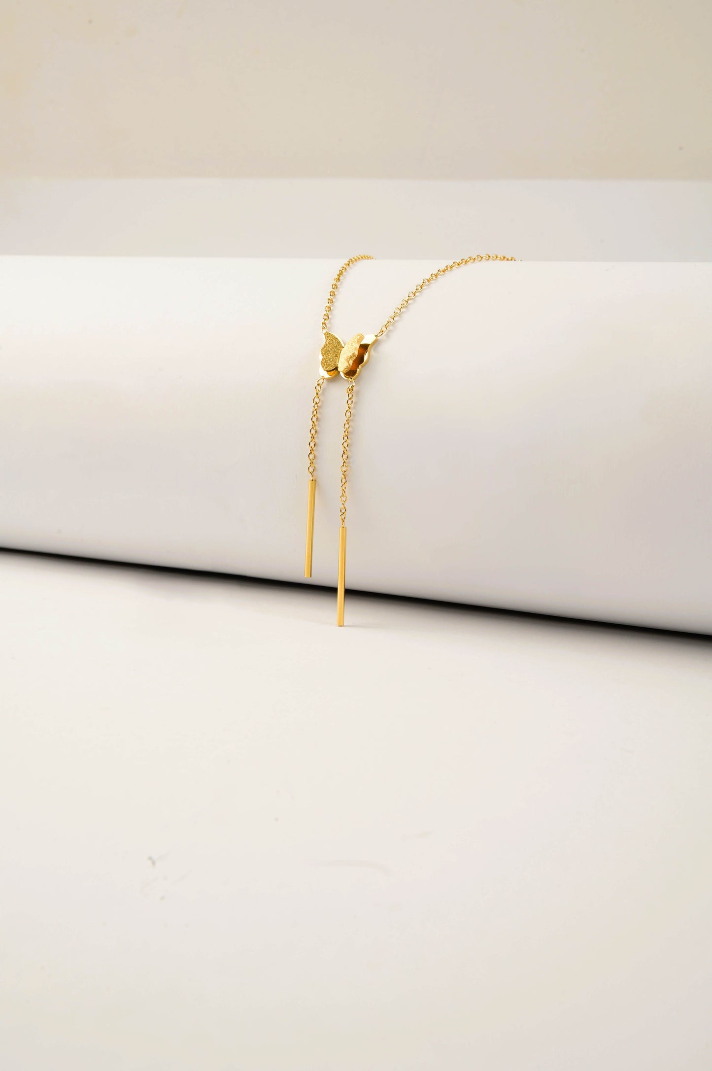 Butterfly Pendant Necklace with Drop Chains