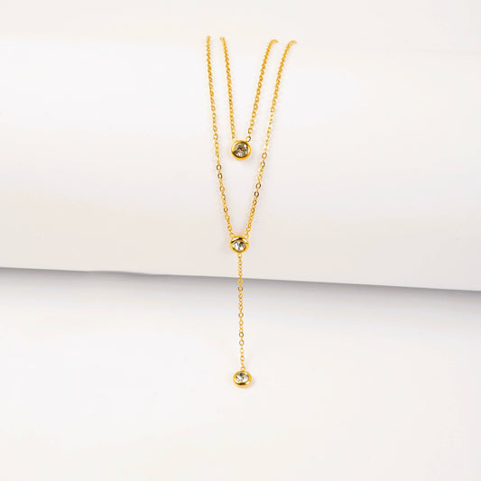 Layered Necklace with Crystal Accents