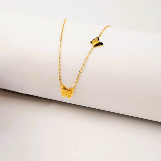 Double Butterfly Pendant Necklace
