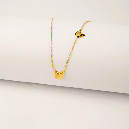 Double Butterfly Pendant Necklace
