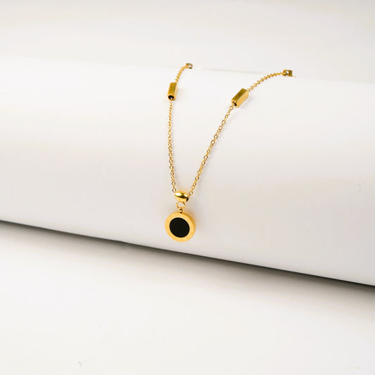 Black Circle Pendant Necklace
