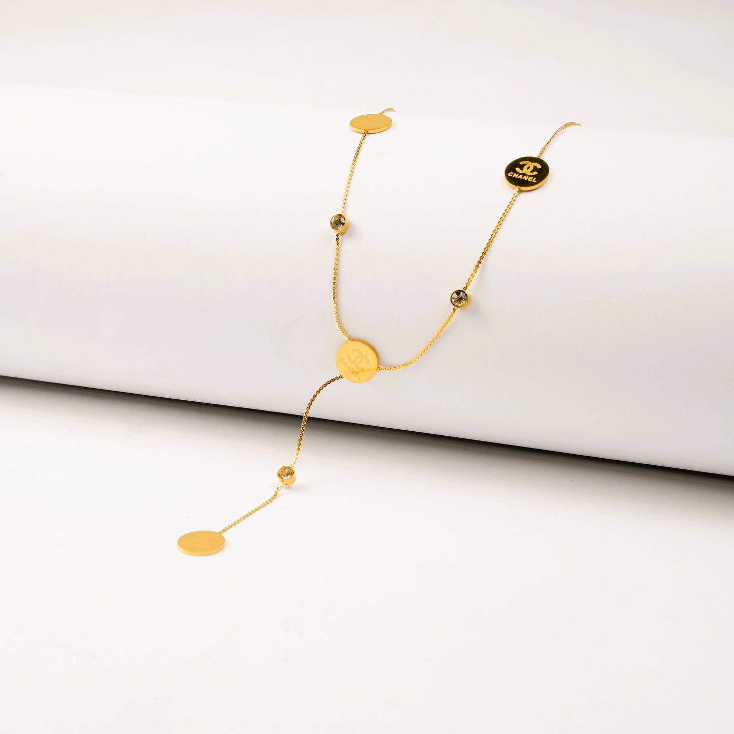 Coin Pendant Necklace with Crystal Accents