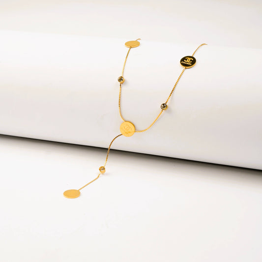 Coin Pendant Necklace with Crystal Accents