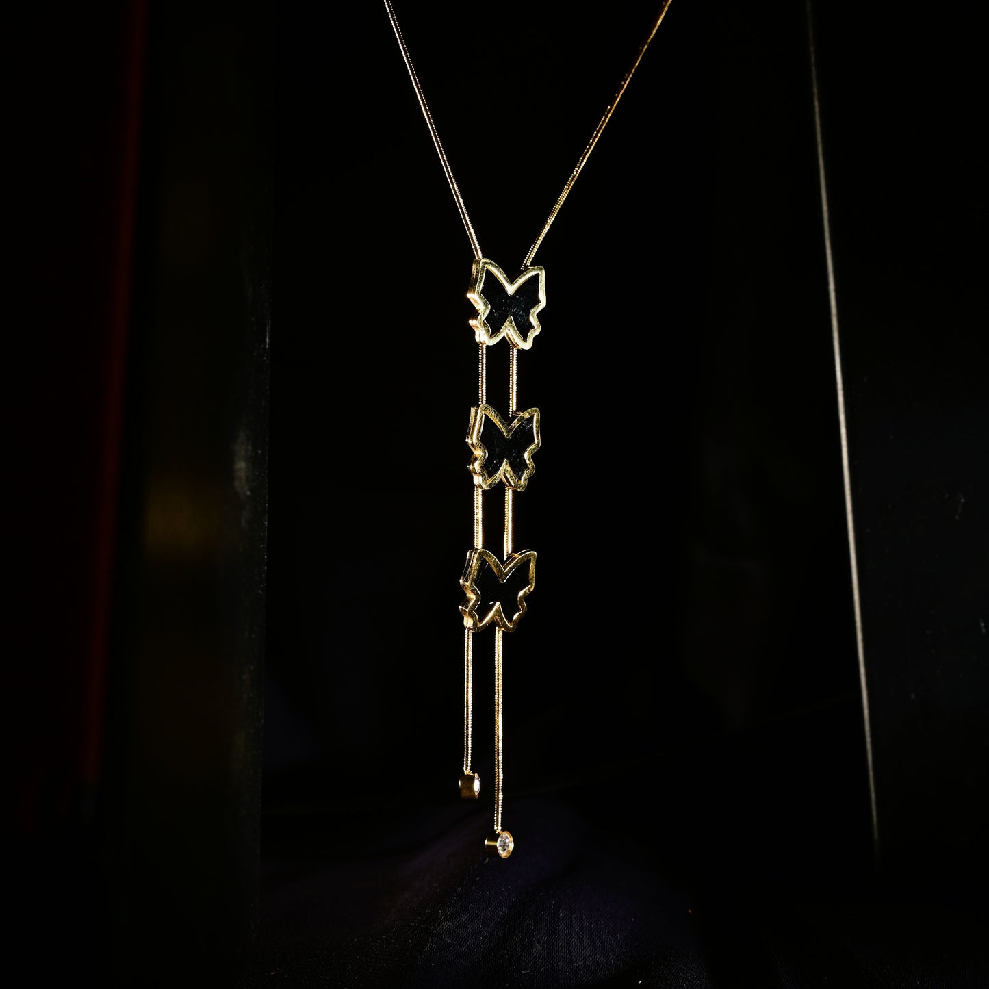 Triple Butterfly Pendant Necklace