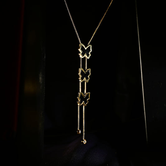 Triple Butterfly Pendant Necklace
